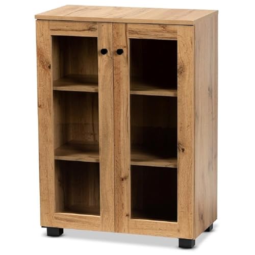 Baxton Studio B12 Mason Modern And Contemporary Oak Brown Finished Wood 2-Door Storage Cabinet cover