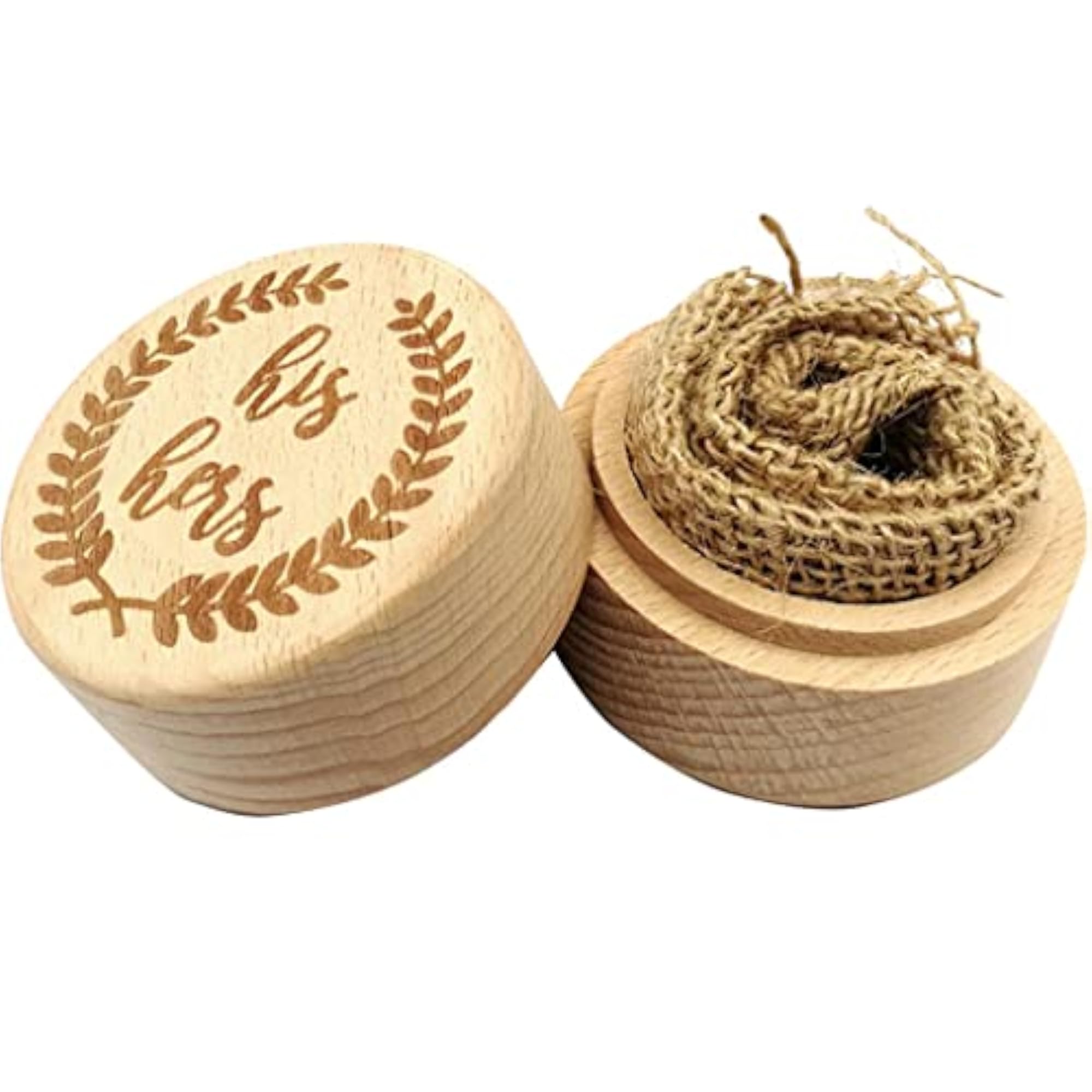 Vintage Wood Round Ring Box for Wedding Party
