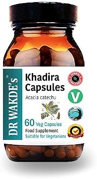 DR WAKDES Khadira Capsules Khaira, Acacia Catechu, 60 Veg Caps, Plant-Based Supplement, Ayurvedic Herb, All Natural, Vegan