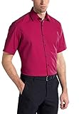 ETERNA Modern Fit Herren Hemd Halbarm New Kent Kragen reine bügelfreie Baumwolle Kombimanschette Brusttasche fil a fil violett
