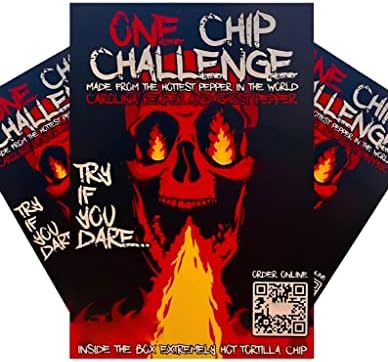 Hottest One Chip Challenge UK, Spicy Crisp, One Chip Challenge UK, Spicy Tortilla Crisp Snack Made with Carolina Reaper and Ghost Peppers Made in The UK