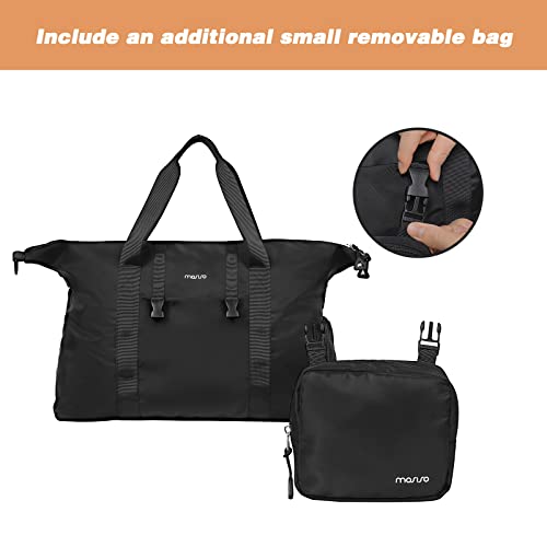 MOSISO Sports Gym Bag, Travel Duffel Bag Weekender Overnight Carry on, Lightweight Workout Fitness Duffel Bag for Men Women with Shoes Compartment & Small Case, Black4