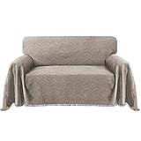 Turquoize Cotton Sofa Cover Couch Cover Sand Couch Protector Sofa Throw Cover for Couches Washable Sectional Sofa Couch Covers for Dogs Feature Geometrical Woven Fabric(71'x 102',Large, Sand)