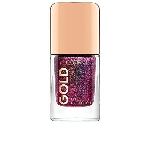 CATRICE Gold Effect Nail Polish, Nailpolish, Nagellack, Nr. 07 Lustrous Seduction, rot, sofortiges Ergebnis, glänzend, glitzernd, ohne Aceton, vegan, Mikroplastik Partikel frei (10,5ml)