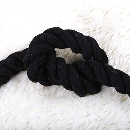 AILINDA Cordon en coton naturel torsadé solide à triple brins, 10 m de diamètre, couleurs assorties, pour le sport, les travaux manuels, l'intérieur ou l'extérieur, 20 mm x 10 m, noir Cover