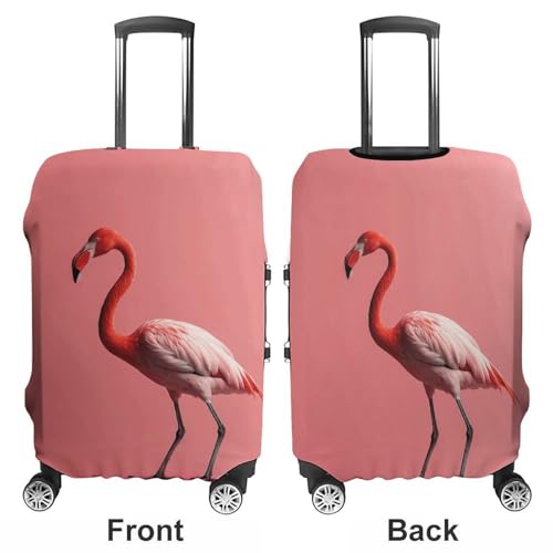 Flamingo on Skateboard Luggage Cover, Washable Elastic Suitcase Cover Protector Fit 18-32 Inch Luggage3