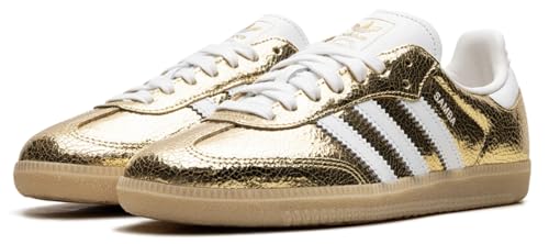 adidas Originals Samba OG Womens Sneaker, Cracked Metallic Gold, 6 UK