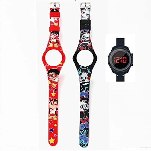 Image of Accutime Kids Ryan's World Multicolor Digital LCD Quartz Wrist Watch with Pedometer Step Counter, Interchangeable Graphic Straps for Boys, Girls, Kids (Model: RYW40019AZ)