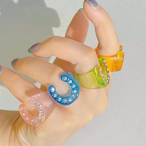 Color Resin Horseshoe Rings For Women. Transparent Acrylic Rings Statement Equestrian Rings Novelty Rings Fashion Jewelry Gifts For Girls (Green) #TOP3