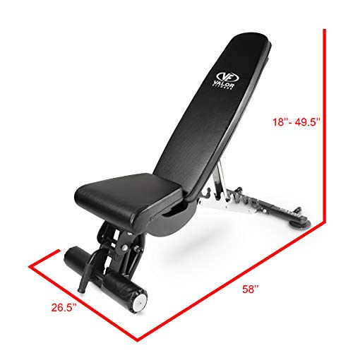 Valor Fitness Dd-40 Heavy Duty Adjustable Weight Bench With Nylon Wheels – 7 Positions Including Flat, Incline, And Decline Bench Press, Black, One Size #TOP1