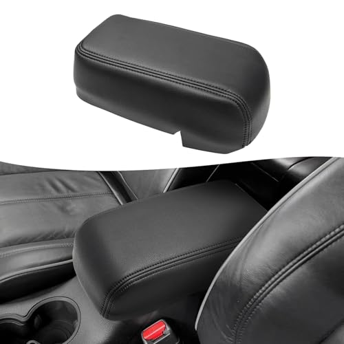 KBH Center Console Armrest Cover Replacement for Hummer H3 2005 2006 2007 2008 2009 2010, Arm Rest Lid Upholstery, Custom-fit, PU Leather, Anti-Scratch, Black (Leather Part Only)