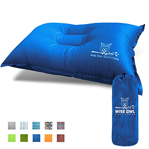 Wise Owl Outfitters Camping Pillow Lightweight & Self Inflating – Inflatable Foam