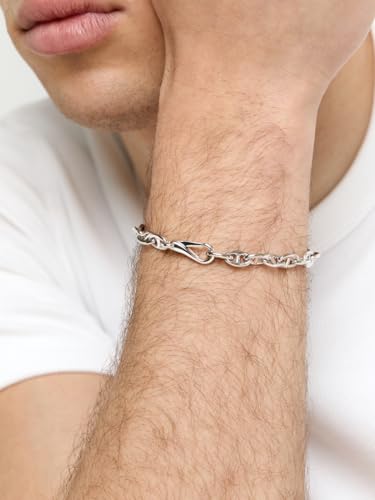 MATEO New York, Small Anchor Link Chain Bracelet, 8in, Sterling Silver — view 4