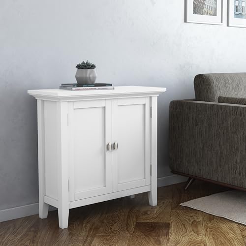 SIMPLIHOME Redmond Storage Cabinet - 32 inch Wide Solid Wood 2-Shelf Low Storage Cabinet in White, Transitional Accent Cabinet for Entryway with Adjustable Shelves and Tapered Legs by SIMPLIHOME - Image 2