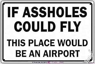 Warning If Assholes Could Fly This Place Would Be an Airport Wall Decor Plaque - 8"x12" Road Business Aluminum Metal Tin Ridiculous Sign (Adjusted to Standard Size)