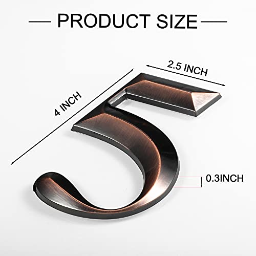 House Numbers 3D Door Mailbox Numbers 0-9 Self Adhesive House Door Numbers House Street Address Numbers Stickers For House, Apartment, Office, Hotel Room, Mailbox Signs (Bronze, 4 X 2.5 Inches) #TOP6