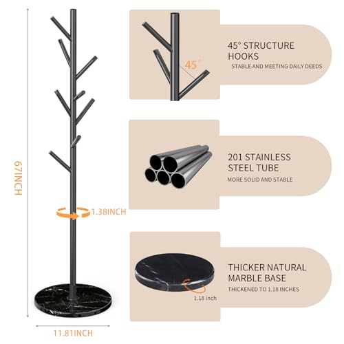 Metal-Modern-Coat-Rack-Stand-Sturdy-Freestanding-Coat-Rack-with-Natural-Marble-Base-Coat-Racks-and-Coat-Hall-Tree-Hanger-Stand-for-Entryway-Hallway-Office-Black-Marble-base Metal Modern Coat Rack Stand Sturdy Freestanding Coat Rack with Natural Marble Base Coat Racks and Coat Hall Tree Hanger Stand for Entryway Hallway Office Black Marble base