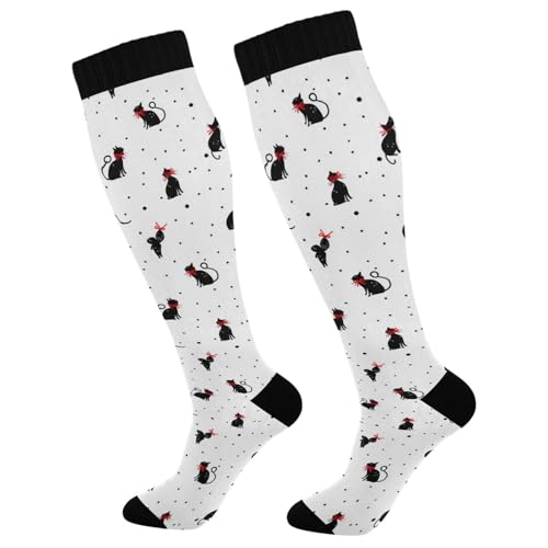 Image of Wusikd Black Cats Compression Socks for Women and Men Circulation Cute Long Socks for Athletic Running 1