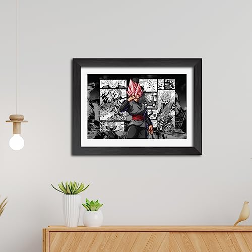Image of TenorArts Black Goku Poster Dragon Ball Z Anime Posters Laminated Photo Frame Painting with Matt Finish Black Textures (12inches x 9inches)