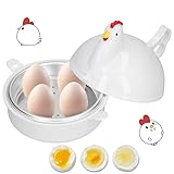 Eierkocher 4 Eier,EierdäMpfer In HüHnerform FüR Mikrowelle,Egg Cooker Mit 3 HäRtegraden,FüR Weiche,Mittelharte Und Harte Eier,FrüHstüCk Kochen FrüHstüCksei