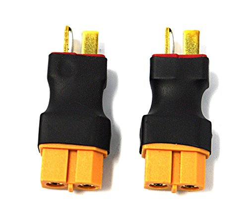 Hobbysky 2pcs Male to XT-60 Female Connector T Plug Battery Adapter for RC Model Lipo Battery