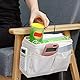 95Street Betttasche, Organizer für Bett, aus Segeltuch, wasserdicht, Bettkorb, Nachttisch, Betttasche für Schule, Büro, Zuhause, Grau, Weiß, 2 Stück