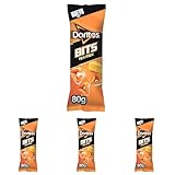Doritos Bits Tex Mex Snack crujiente sabor queso, Bolsa individual para picar, 80g (Paquete de 4)