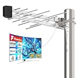 Outdoor TV Aerial Long Range – Digital HDTV Antenna for 4K/1080P Freeview UK Channels, Strong VHF/UHF Signal, Weatherproof Loft & Outdoor Aerial with 10m Coaxial Cable, Mounting Pole Not Included