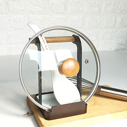 Vanra Metal Pot Lid Holder Tower Ladle Holder Stand Kitchen Cookware Organizer Rack Cooking Utensil Rest (Deep Brown) #TOP4