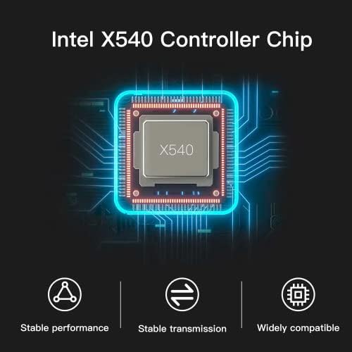 10G Gigabit Ethernet Converged Network Adapter with Intel X540 Chip, 10Gb NIC Compare to Intel X540-T2 Network Card, Dual RJ45 Copper Ports, PCI Express X8