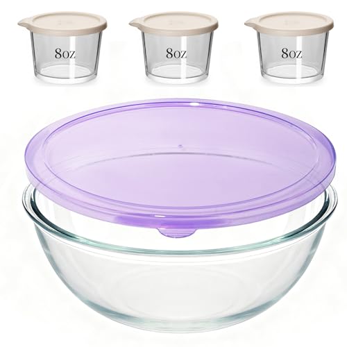 CD HOME 6QT Extra Large Glass Mixing Bowls Clear Glass Salad Cooking Bowls for Kitchen Salad Bread Storage with 8oz Small Bowls,Ideal for Kitchen Storage ﻿