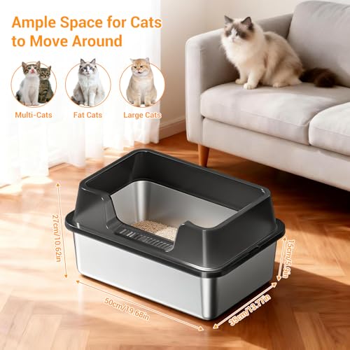 Caja sanitaria para gatos acero inoxidable extra grande abierta miniatura 3