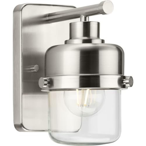 Progress Lighting Beckner Collection One-Light Brushed Nickel Clear Glass Urban Industrial Bath Light by Progress Lighting - Used condition - Image 7
