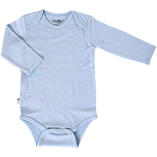 Woolino Baby Boys Long Sleeve Bodysuit, Merino Wool, 3-6 Months, Blue #TOP26