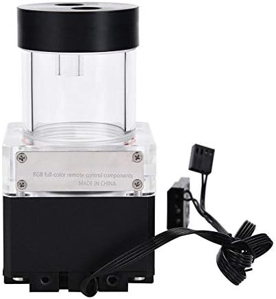 800L/H 8W 7V Water Cooling Pump Tank with 4 Meters Pump Head & LED Power Indicator G1/4 Thread Fast Heat Dissipation CPU Cooling System (Black 12cm)