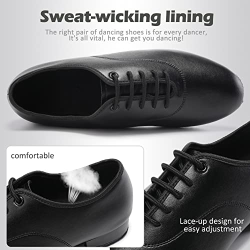 Swdzm Men Latin Dance Shoes Leather Lace-Up Salsa Tango Ballroom Modern Professional Performance Practice Dance Shoes,707B Black 9 M Us #TOP3