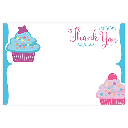 m&h invites Cupcake Birthday Thank You Cards (20 Count)