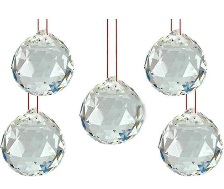 TE TULSI ENTERPRISES Crystal Ball Sun Catcher [70 MM, Clear] Window Hanging Ball for Good Luck & Prosperity - Hanging Home Deocration & Gifting, Crystal [Pack of 5 Pics]-image-7