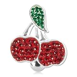 Banane de nombril inversée en argent avec cristal autrichien, motif Cerises.Originale et très élégante, cette banane de nombril se porte inversée (boule vissée dans le nombril).Banane de nombril argent et cristal autrichien composée de :- tige en acier chirurgical de 10mm de longueur (standard).- boule dévissable de 5mm de diamètre en acier chirurgical.