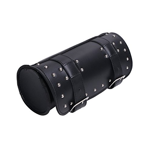 Dlll Universal Black Motorcycle Round Barrel Pu Leather Tool Side Front Bag Panniers Saddle Bag For Harley Cruiser Honda Suzuki Yamaha Kawasaki Atv Scooter Choppers #TOP6