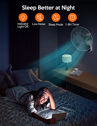 Vagkri Wall Mount Fan, 16 Inch Wall Fan With 5 Blades, 5 Speeds, 8 Hour Timer, 90° Oscillating Quiet Fan With Remote For Home Office Bedroom Living Room Garage #TOP6