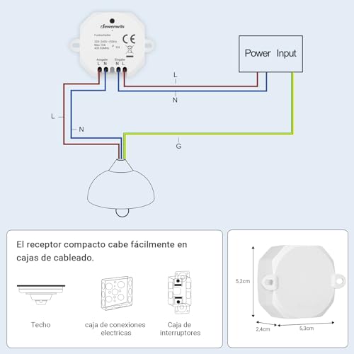 Miniatura 6 de Dewenwils Interruptor Inalámbrico, 230 V, Alcance De 30 M, Interruptor De Luz Inalámbrico Para Lámpara, No Requiere Cableado, 2300 W, Blanco