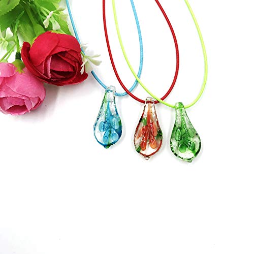 skyllc 3 Farben Blatt Lampwork Glas Murano Perlenkette Mode Cover