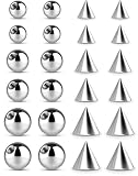 Piercing Balls 16g Externally Threaded - Spike Septum Balls Set For Eyebrow, Ear, Cartilage, Rook, Helix, Labret Stud Lip Rings, Snake Bites Piercing Jewelry - Screw On Replacement Ball For Piercings