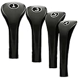New Black Zipper Driver 1 3 5 X Leatherette Fairway Golf Club Covers Wood Headcovers Head Cover Metal