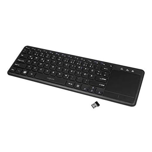 LogiLink ID0188 - Funk Tastatur mit eingebautem Touchpad, 12 praktischen Multimedia Funktionstasten und einem Schlaf-Energie-Sparmodus für PC/Windows/MacOS/Smart TV/Android Box, Schwarz