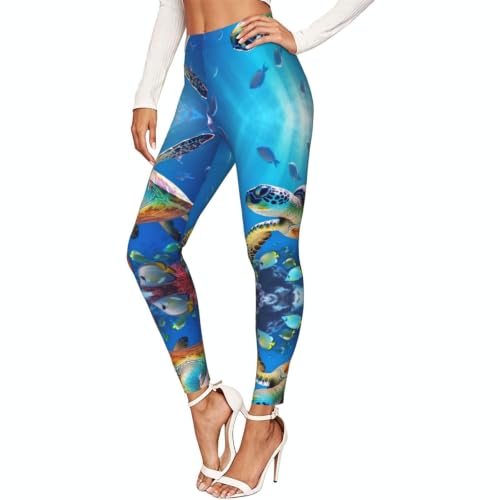 Leggings de compresión suaves de alta gama mallas moldeadoras con diseño de tortuga marina