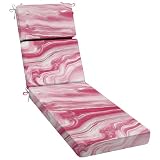 UHMLTCRBOD Chaise Lounge Cushions Outdoor Indoor Furniture White Pink Marble Pattern Texture Abstract Chair Cushion with Ties Waterproof Patio Recliner Chairs Cushions 72.5'x21', 1pcs