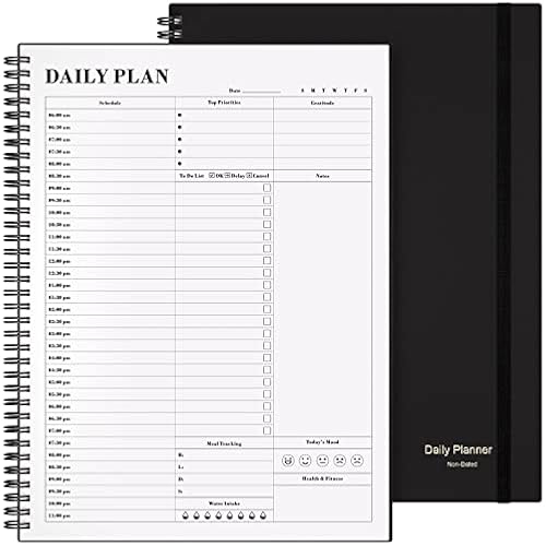 Planner Undated Daily Planner: To Do List Notebook Day Planner (A4, Black)