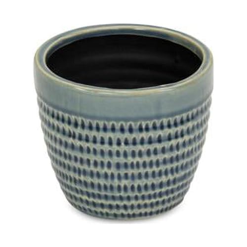 Idola Tapered Blue Ceramic Pot - Medium